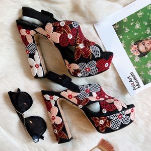 ALICE+OLIVIA FLORAL STATEMENT HEEL SIZE 7.5 US